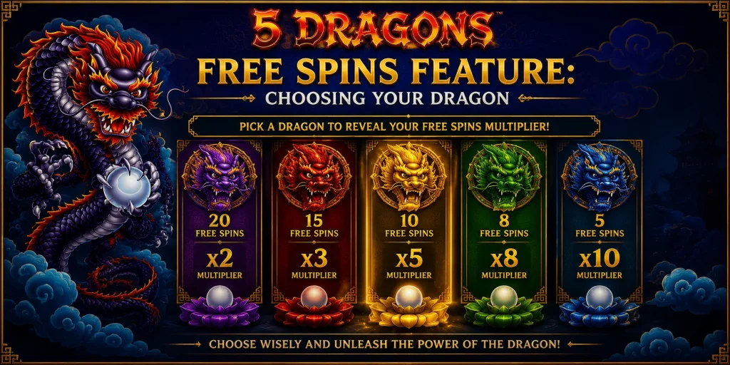 The 5 Dragons Free Spins Feature Choosing Your Dragon